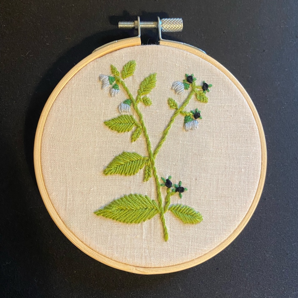 Handmade Belladonna embroidery piece